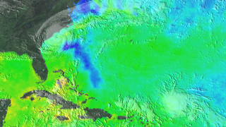 An animation of clouds from GOES and sea surface temperatures from TRMM in the Atlantic from August 22, 1998 through September 3, 1998. The ocean is cooled by the passage of Hurricane Bonnie causing a decrease in the wind speed in Hurricane Danielle. This is the high definition version.