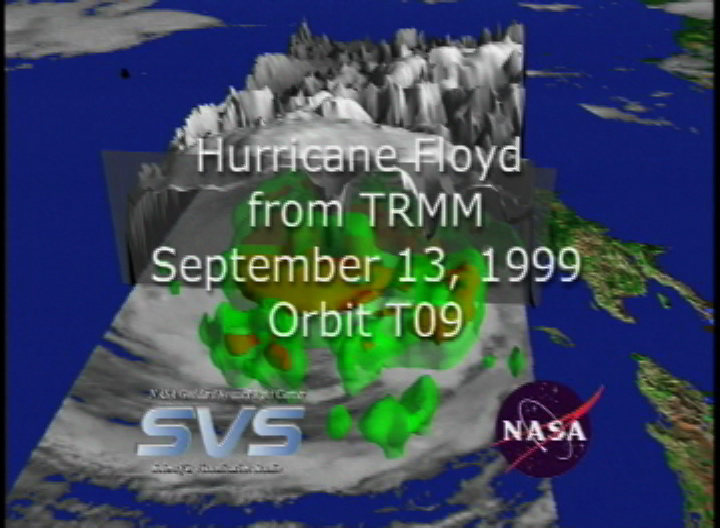 Video slate image reads, "Hurricane Floyd from TRMMSeptember 13, 1999Orbit T09".