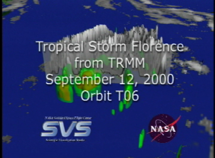 Video slate image reads, "Tropical Storm Florence from TRMMSeptember 12, 2000Orbit T06".