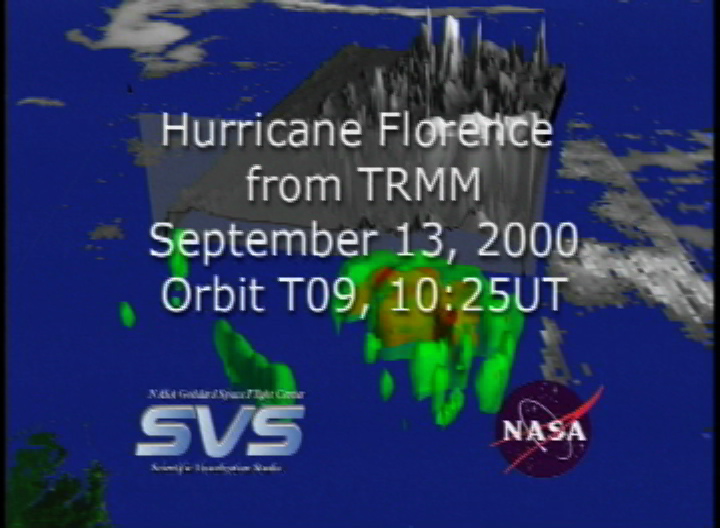 Video slate image reads, "Hurricane Florence from TRMMSeptember 13, 2000Orbit T09, 10:25UT".