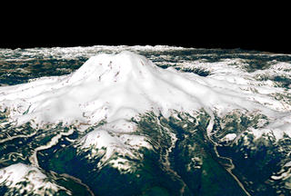 Up close and personal with Mt. Rainier, with the
help of Landsat data and USGS elevation data.