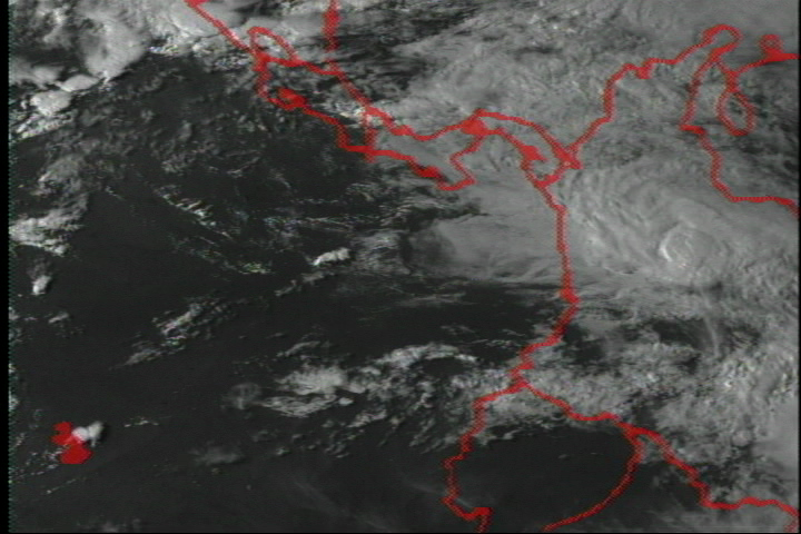 Clouds over the Pacific Ocean and Latin America on August 2, 2000, as measured by GOES-11