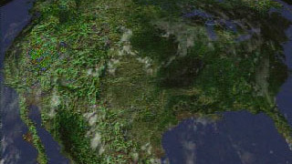 Clouds over North America on August 2, 2000, as measured by GOES-11