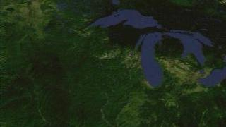 Clouds over the Great Lakes on August 3, 2000, as measured by GOES-11