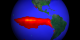 Sea surface temperature anomaly in the Pacific for the last week of December 1982 during El Niño, as measured by NOAA AVHRR.  Red regions are 2 to 5 degrees warmer than normal and cyan regions are 2 to 5 degrees colder than normal. The shades of blue on the background ocean represent sea surface temperature, with dark blues representing temperatures less than about 10 degrees Celsius.