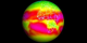 Outgoing longwave radiation for 1988 on a rotating globe, as measured by ERBE