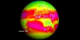 Outgoing longwave radiation for 1998 on a rotating globe, as measured by ERBE