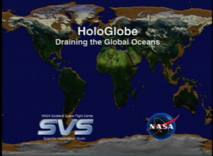 Video slate image reads "HoloGlobe: Draining the Global Oceans".
