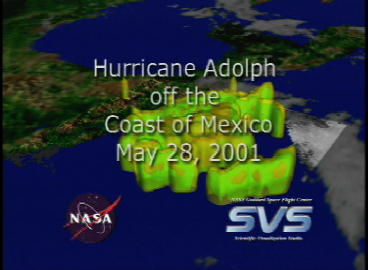 Video slate image reads, "Hurricane Adolph off the Coast of Mexico May 28, 2001".