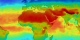 This erythemal index for Europe and Africa shows the range of ground levels of UV radiation from the highest (in red) to the lowest (in purple).  This animation shows the fluctuation with the red areas moving from the equatorial region, Southward, then back to the middle as time passes from August, 2000 to July, 2001.