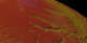 A close view of the topography of the south pole of Mars shown colored by elevation