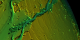 Mars MOLA false color image of Kasei Valles looking west to east