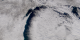 Close-up of cloud-covered Lake Michigan.