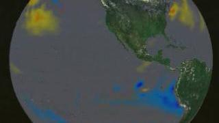 Sea surface temperature anomalies forecasted in the northern Pacific for December 2001 through November 2002, from the NASA Seasonal-to-Interannual Prediction Project