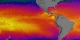 This image shows the sea surface temperature over the eastern Pacific Ocean on February 15, 2002.