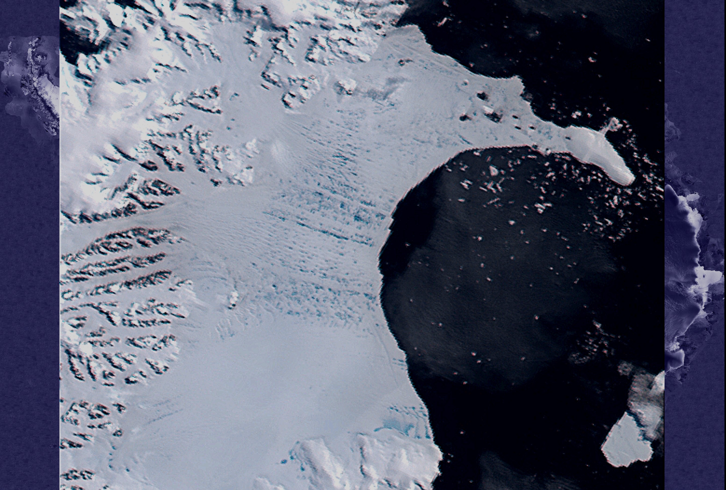 Шельфовый ледник Лазарева. Шельфовый ледник для презентации. Modis Satellite data.