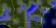 Atlanta, Georgia, showing the rainfall southeast of the city in blue.
