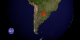 This animation shows fires detected over South America from 8-21-2001 through 8-20-2002 with a clock inset.