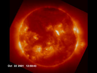 X-ray image of the Sun taken on October 22, 2001, at 12:50:43.
