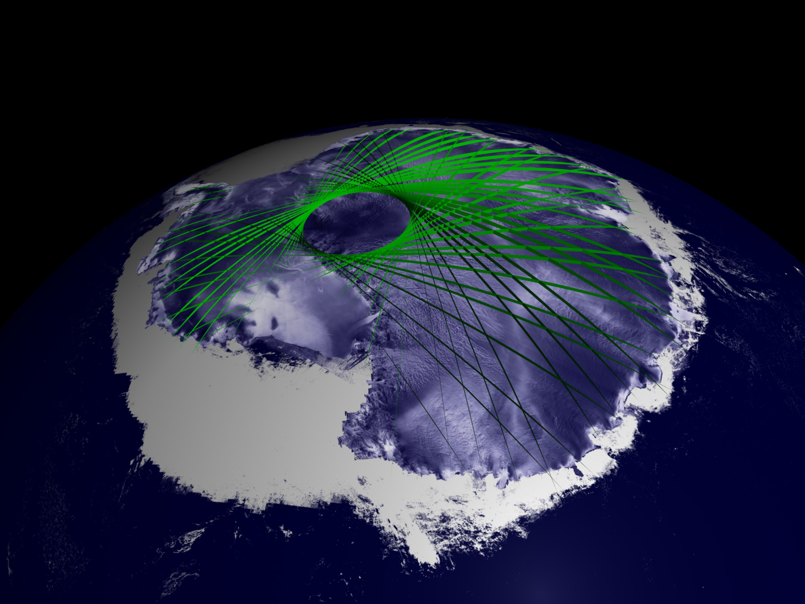 ICESat tracks criss-crossing over Antarctica