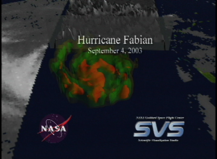 Slate title from video tape reads 'Hurricane Fabian.  September 4, 2003.'