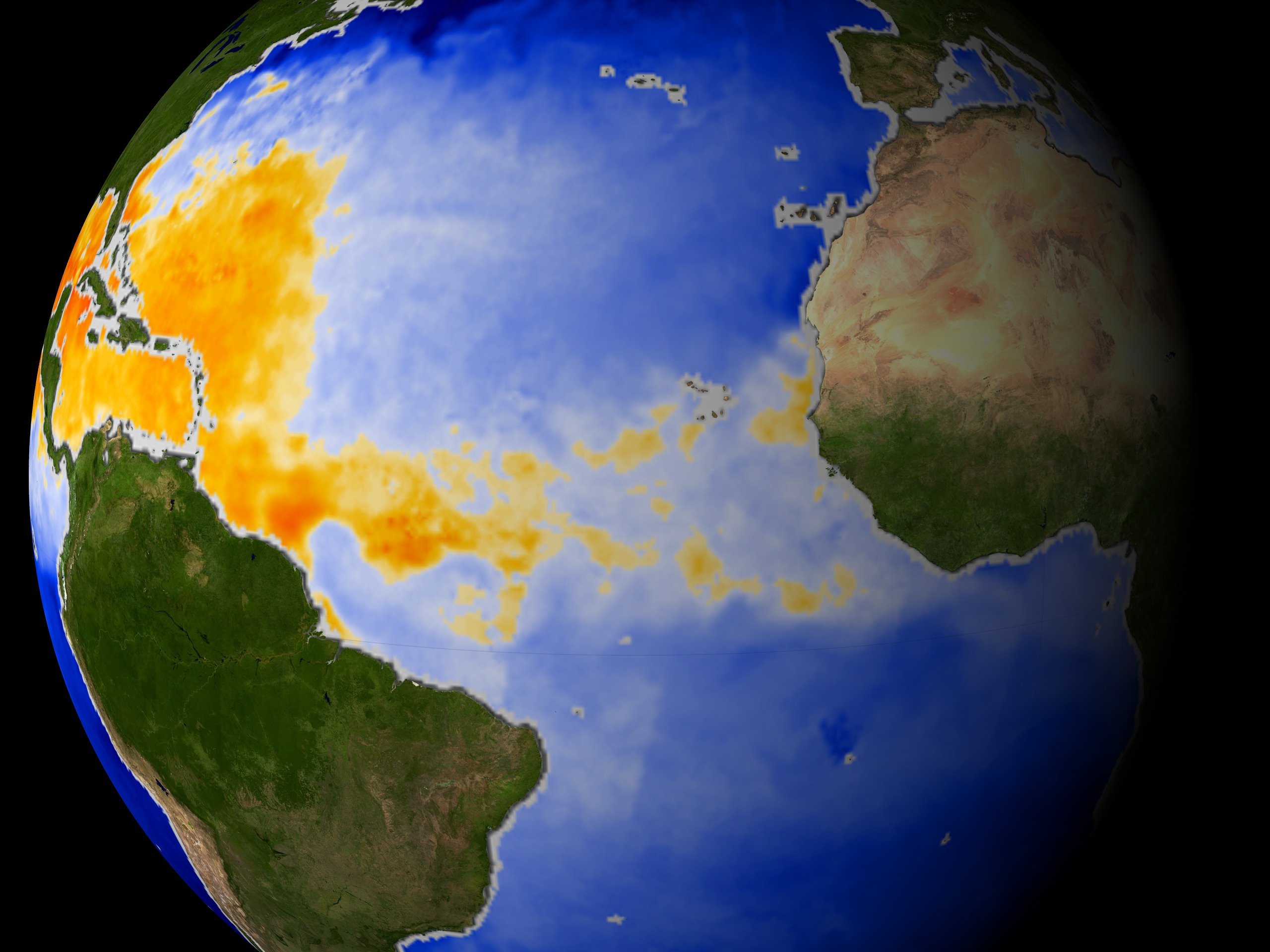 3-30-03 AMSR-E data showing showing mostly cool waters off the African coast.
