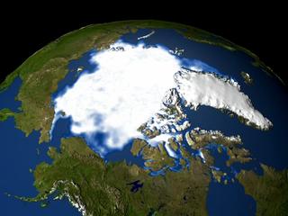 This animation shows the annual minimum sea ice extent and concentration for 24 years, from 1979 to 2003. The year 2002 showed lowest level of sea ice on record.  