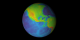 Elevation color-mapped Earth seen from a distance.