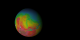 Elevation color-mapped Mars as seen from a distance.