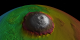 Olympus Mons on Mars, in false color