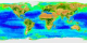 This animation shows the first six years worth of biosphere data taken by the SeaWiFS instrument.  On land, areas of high plant life are shown in dark green, while areas of low plant life are shown in tan.  In the ocean, areas of high phytoplankton are shown in red, and areas of lowest phytoplankton are shown in blue and purple.  This  product is available through our Web Map Service .