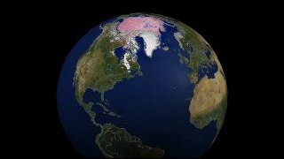 This animation shows the daily advance and retreat of snow cover, and sea ice surface temperature over the Northern Hemisphere during the
winter of 2002-2003.  Snow cover over the tip of South America is also shown during the summer of 2000.
