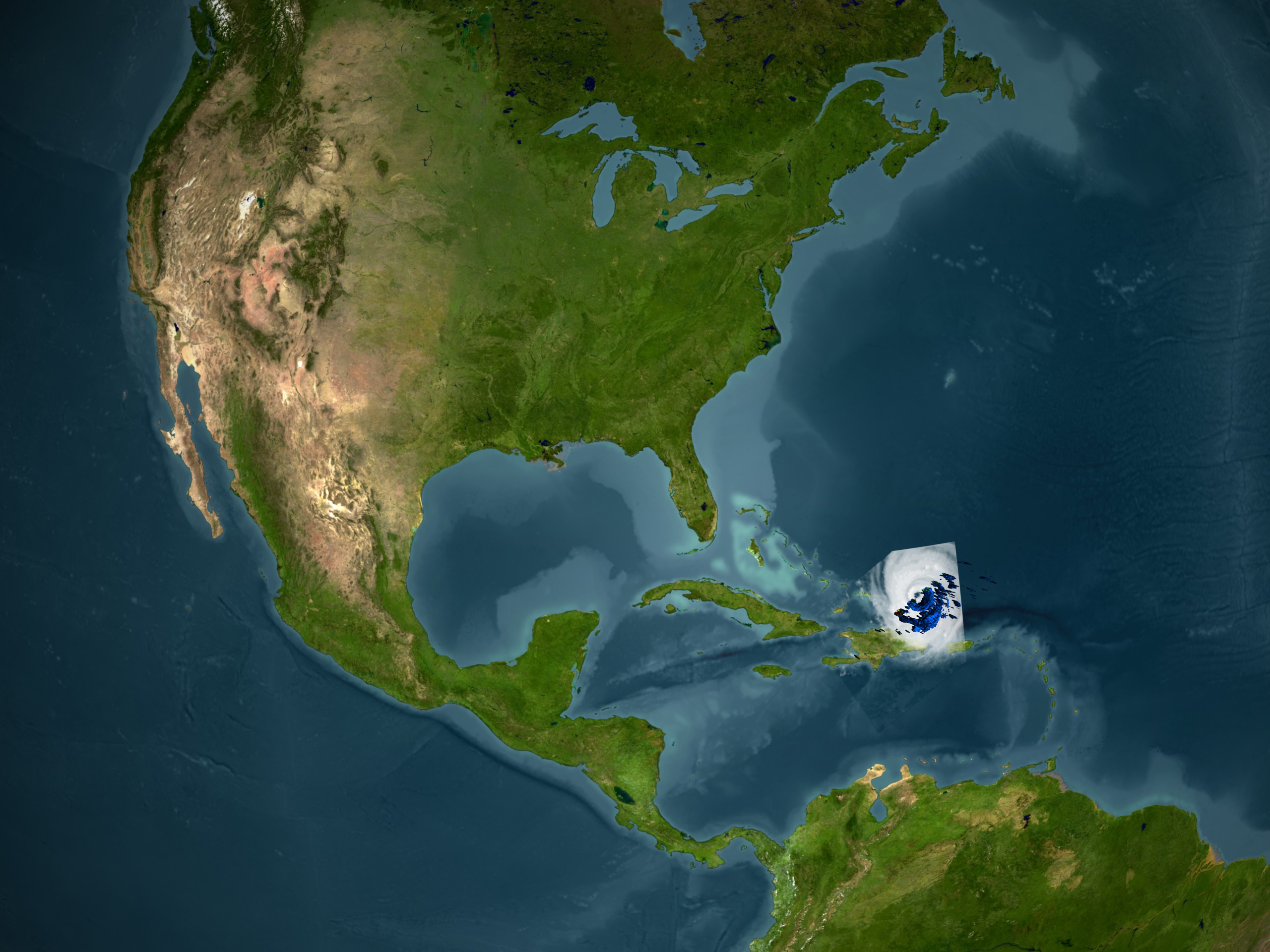 Hurricane Frances relative to North America