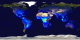 This image shows the global lightning flash
rate density for the entire observing period. The data pixels
are 0.5deg on a side (720x360 pixels globally). This single
image is equivalent to the final frame of animation #3143, but
at a spatial resolution that is 5 times
better.  This  product is available through our Web Map Service .