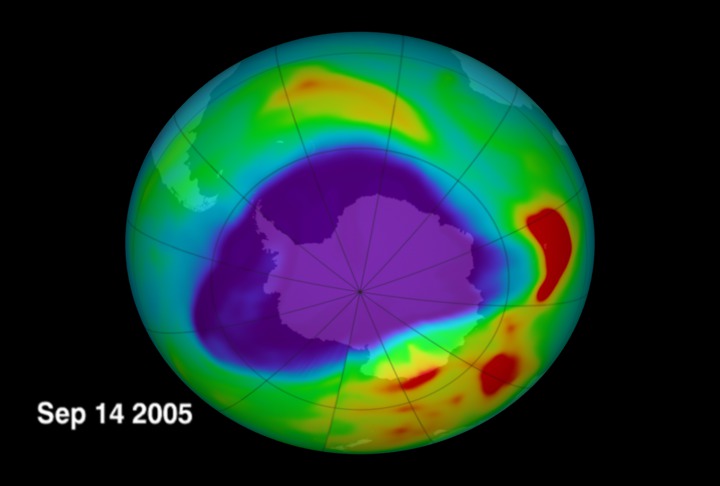 NASA's OMI instrument's daily Antarctic total ozone images from July 1 through September 15, 2005