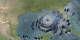 Hurricane Rita threatens the gulf coast.  Blue under the clouds represents the energy of the storm, its rain.