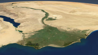 This animation shows seasonal landcover change over the Nile delta in 2004.  Three yearly cycles are shown, displayed at a rate of two months per second.