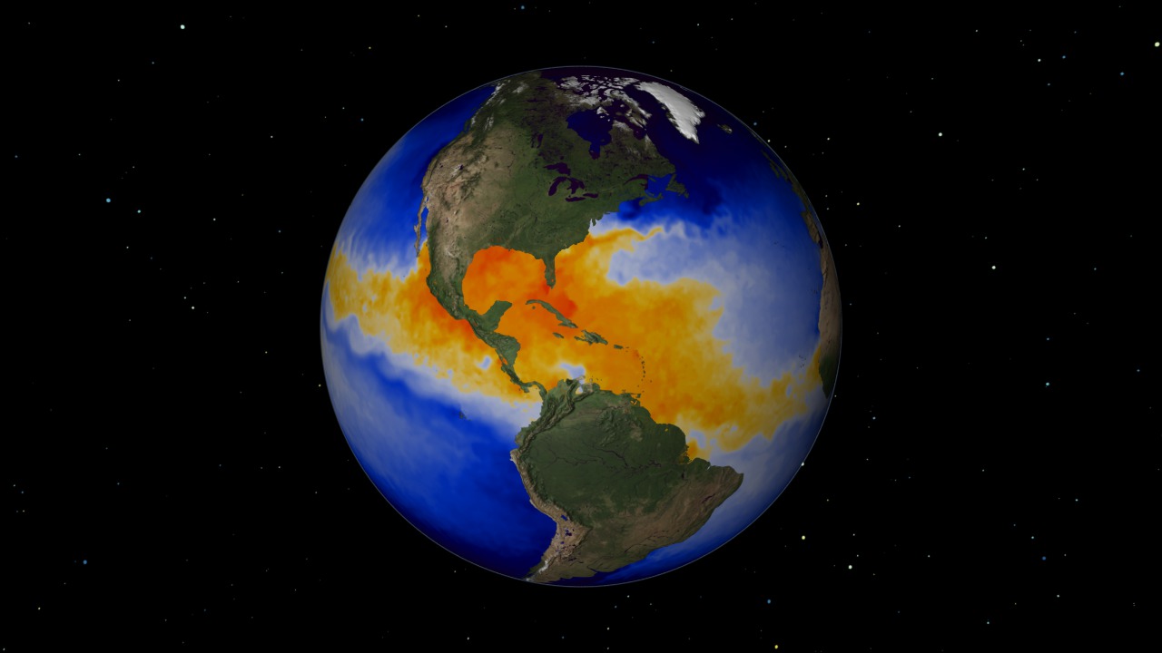 This animation shows AMSR-E sea surface temperature and MODIS seasonal landcover from the beginning of 2005 to December, 2006.