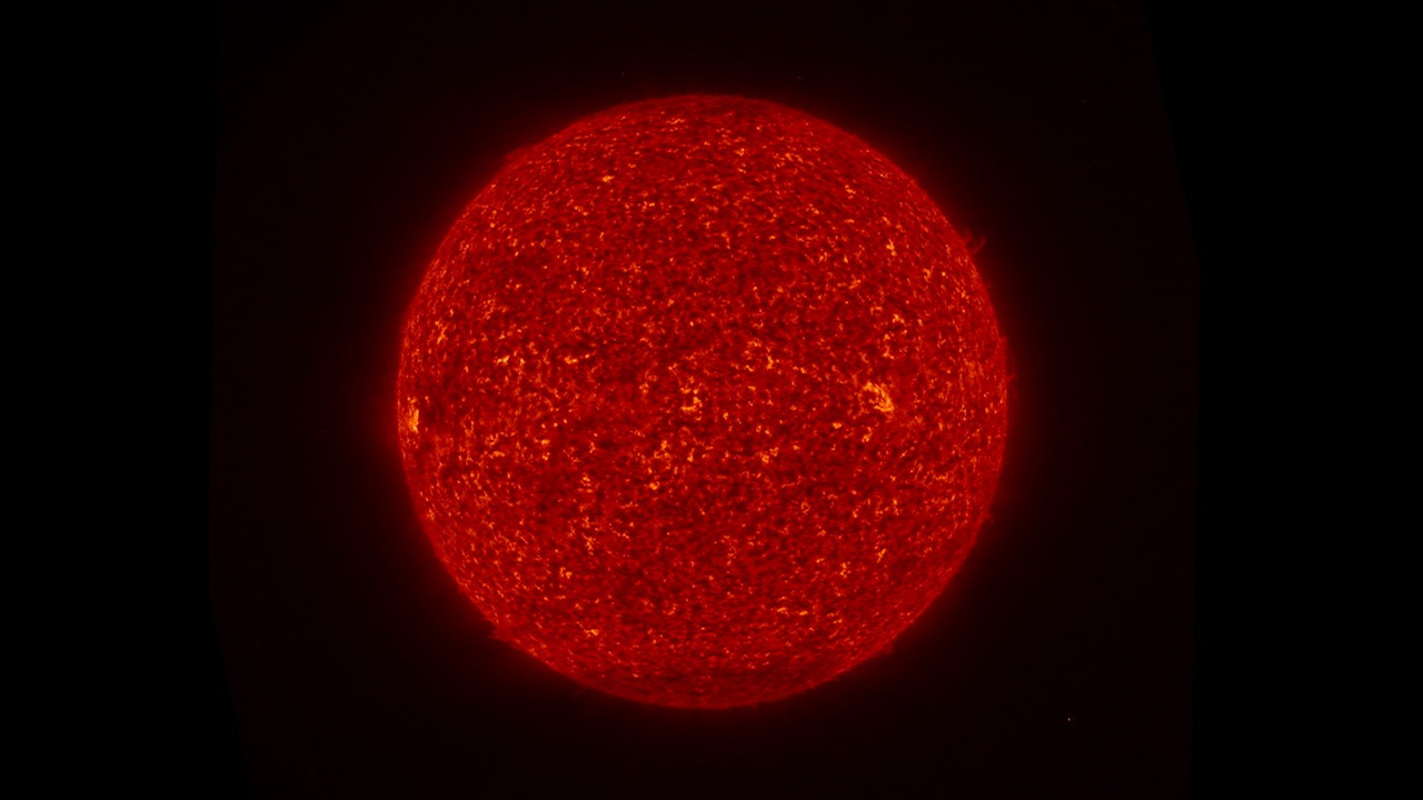 Left-eye movie of the solar disk in the 304 &#197;ngstrom filter.