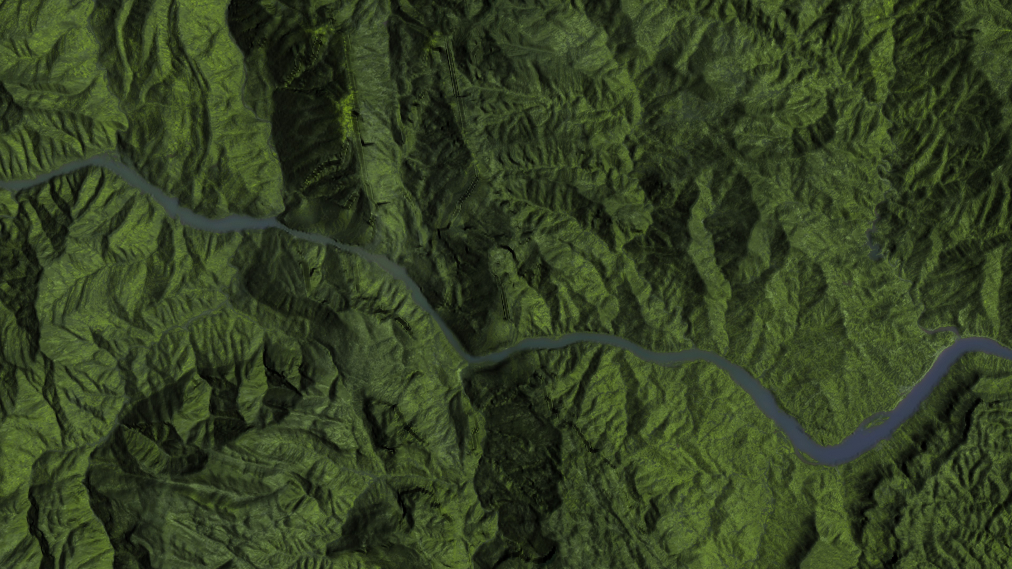 A 1987 bird's eye view of the Three Gorges Dam region as seen with Landsat-5.