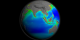 A print resolution picture of SeaWiFS ocean chlorophyll concentration decadal average over Asia and Australia.