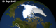 Arctic sea ice from 01 Aug 2007 to 19 Sept 2007