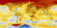 This data visualization of global temperature differences from 1881 to 2007.  Dark blue areas show regions where the temperature was cooler then the average temperature.  Red areas show regions where the temperature was warmer then the average.