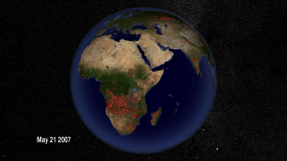 Fires around the world from Jan 1 through Dec 31, 2007.