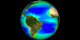 This animation depicts a rotating globe with the phytoplankton 10-year global average data set.