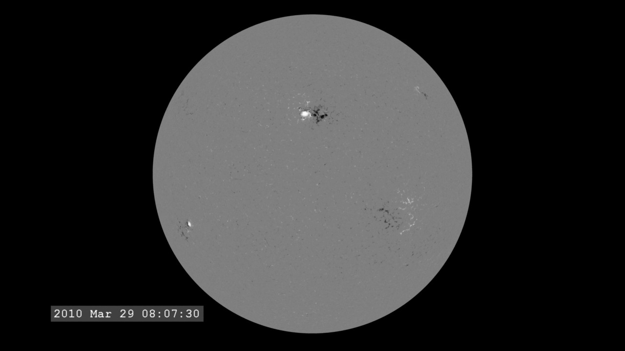 A full disk view of the magnetic field with the large sunspot group.