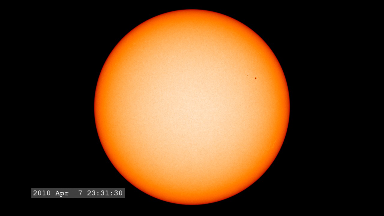 A full disk view of the Sun on April 7, 2010.  