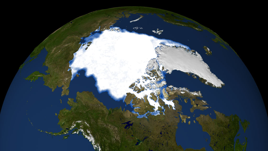 In the last thirty years total quantities of Arctic ice dramatically shrank.