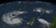A view of several extreme storms in the Atlantic.  Hurricane Earl is in the foreground, followed by Tropical Storm Fiona, and Tropical Depression Gaston.