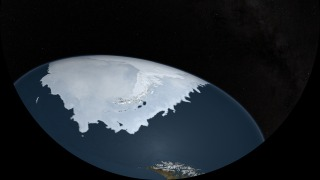 This animation shows the actual advance and retreat of the Arctic and the Antarctic sea ice as seen in satellite data. The day-to-day changes portrayed in the sea ice are derived from a running 3-day average sea ice concentration data in the region where the sea ice concentration is greater than 15%. The blueish white color of the sea ice is derived from a 3-day running miniimum of the AMSR-E 89 GHz brightness temperature data. The animation ends by flying over the Antarctic Peninsula.